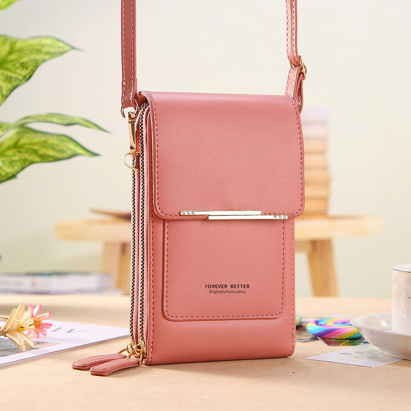 Touchscreen-Handytasche, kleine Umhängetasche, lange Geldbörse für Damen