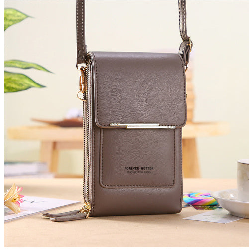 Touchscreen-Handytasche, kleine Umhängetasche, lange Geldbörse für Damen