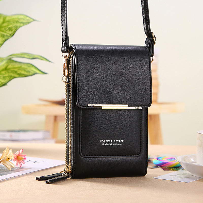 Touchscreen-Handytasche, kleine Umhängetasche, lange Geldbörse für Damen