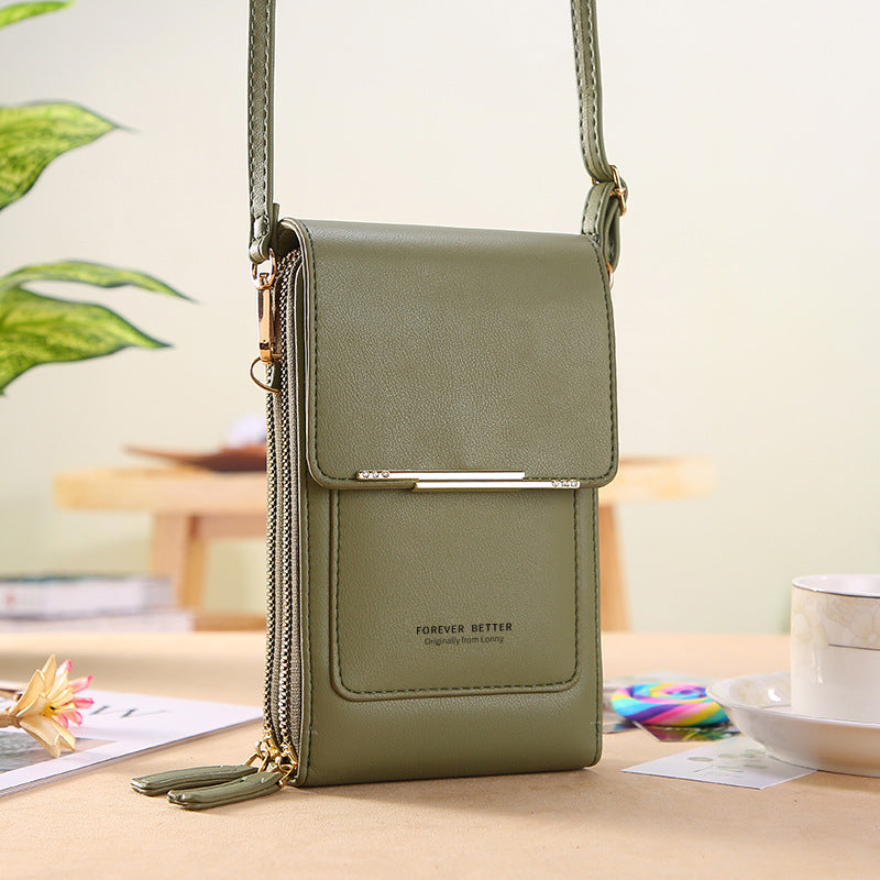 Touchscreen-Handytasche, kleine Umhängetasche, lange Geldbörse für Damen
