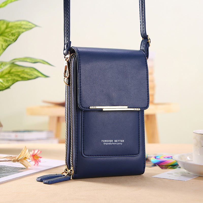 Touchscreen-Handytasche, kleine Umhängetasche, lange Geldbörse für Damen