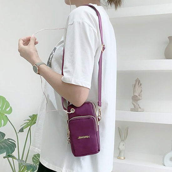 Handytasche Damen Umhängetasche 3-lagiges Reißverschluss-Design Kleine Umhängetaschen Geldbörse