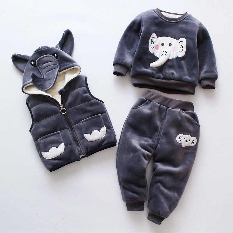 Neue Kinderkleidung Winterkleidung für Jungen und Mädchen Baby Dreiteiliges Set