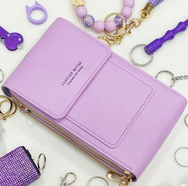 Touchscreen-Handytasche, kleine Umhängetasche, lange Geldbörse für Damen
