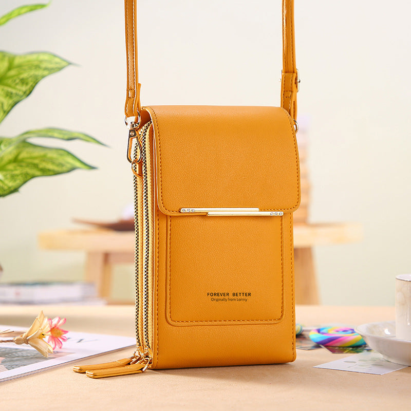 Touchscreen-Handytasche, kleine Umhängetasche, lange Geldbörse für Damen