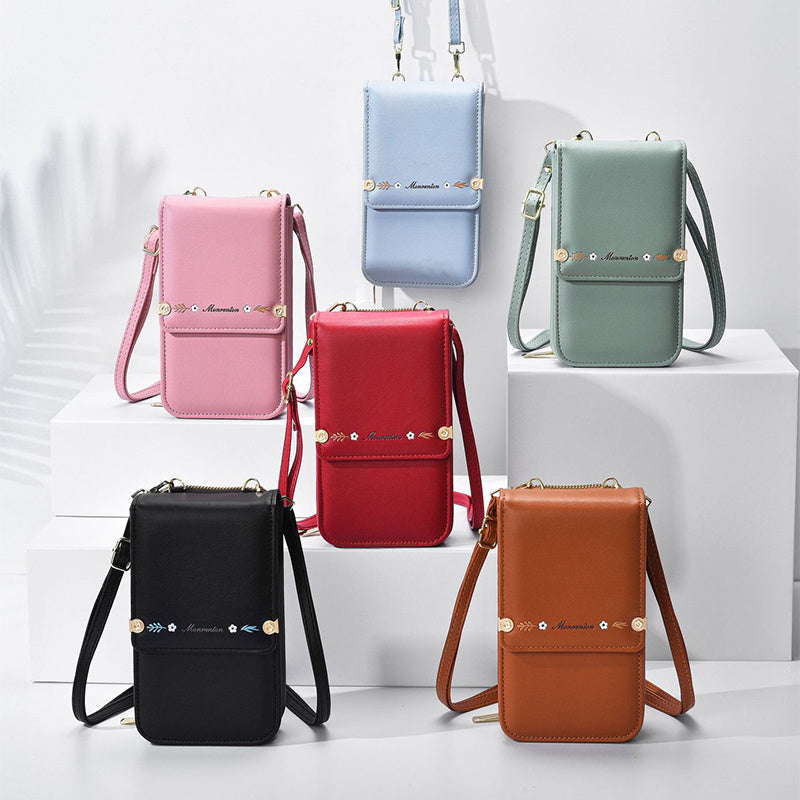 Blumen Stickerei Handy Taschen Für Frauen  Umhängetasche Damen Lange Brieftasche