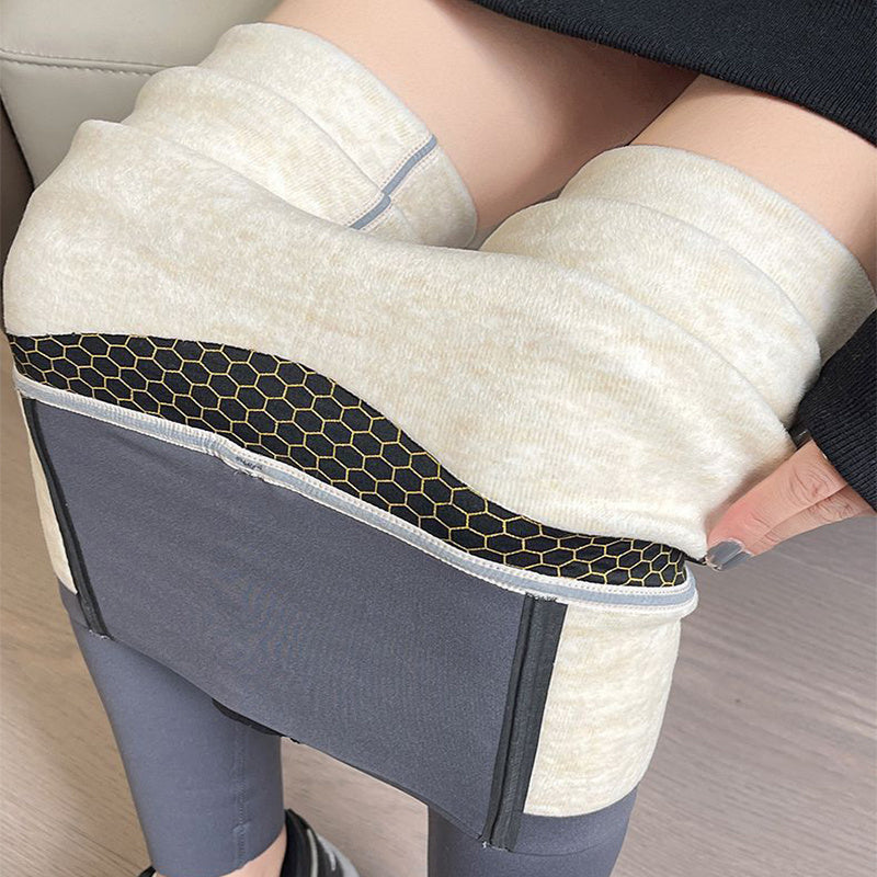 Bauchformende und figurformende Leggings mit dreireihigem Design, Winter-Leggings mit hohem Bund