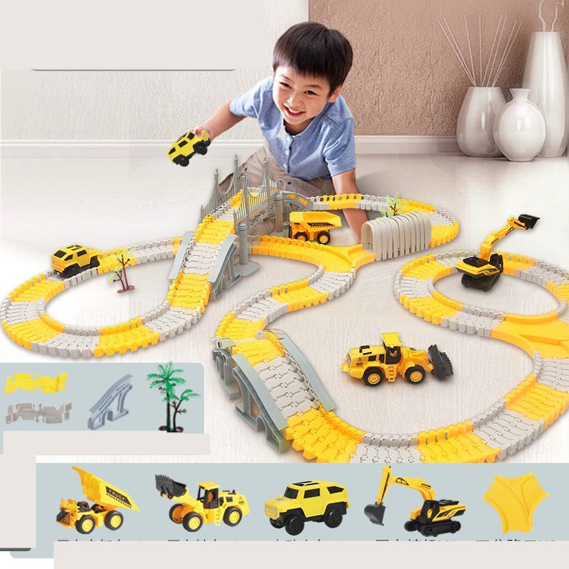 Baufahrzeug-Schienen-Set für Kinder