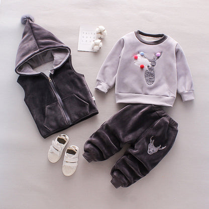 Neue Kinderkleidung Winterkleidung für Jungen und Mädchen Baby Dreiteiliges Set