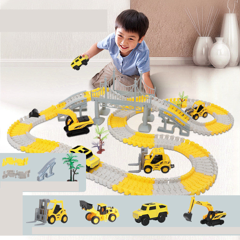 Baufahrzeug-Schienen-Set für Kinder
