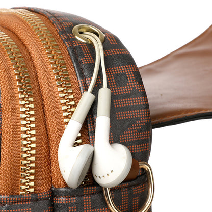 Mini-Umhängetasche aus weichem Leder mit Retro-Print