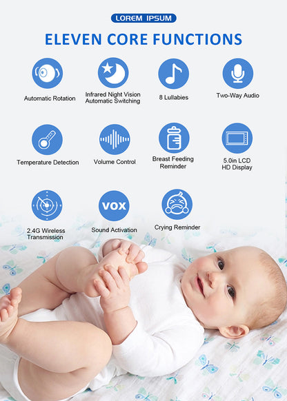 HD Babyphone mit Kamera und 5-Zoll-Monitor