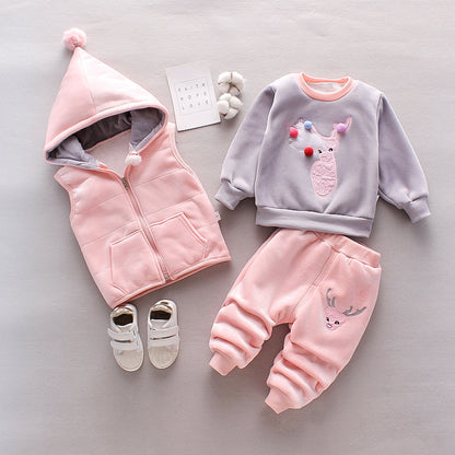 Neue Kinderkleidung Winterkleidung für Jungen und Mädchen Baby Dreiteiliges Set