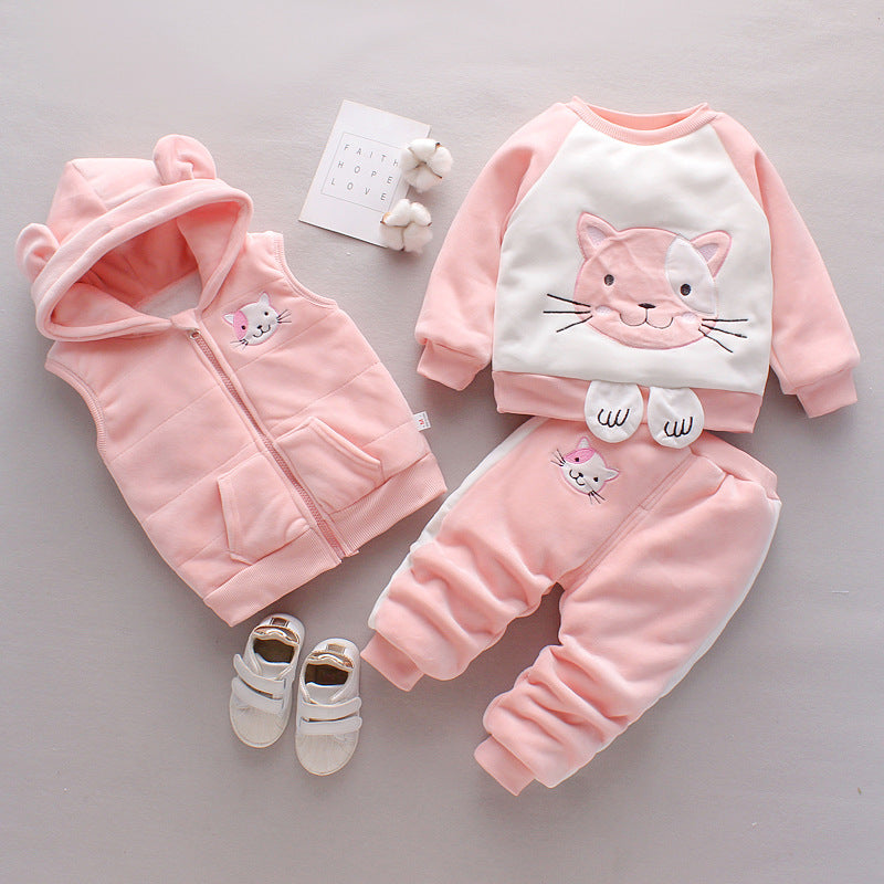 Neue Kinderkleidung Winterkleidung für Jungen und Mädchen Baby Dreiteiliges Set