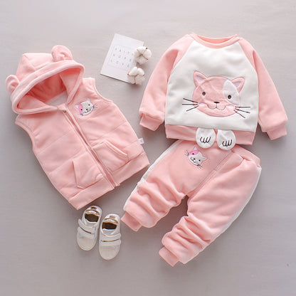 Neue Kinderkleidung Winterkleidung für Jungen und Mädchen Baby Dreiteiliges Set
