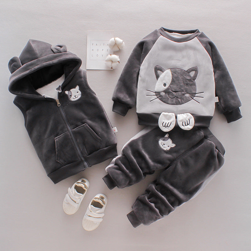 Neue Kinderkleidung Winterkleidung für Jungen und Mädchen Baby Dreiteiliges Set