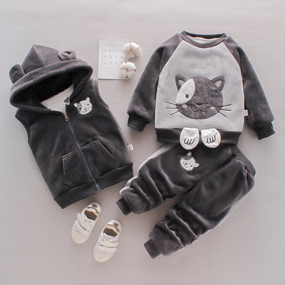 Neue Kinderkleidung Winterkleidung für Jungen und Mädchen Baby Dreiteiliges Set