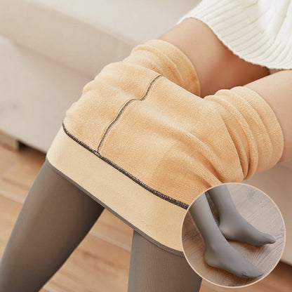 Leggings in durchscheinender Übergröße,  Strumpfhose für Herbst und Winter, Warme Fleece-Strumpfhose für Damen