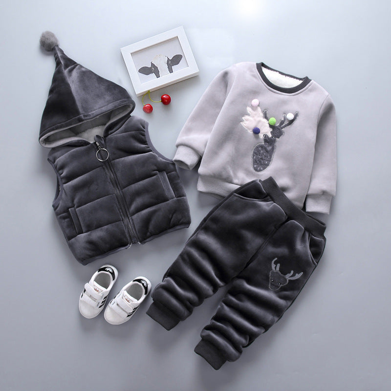 Neue Kinderkleidung Winterkleidung für Jungen und Mädchen Baby Dreiteiliges Set