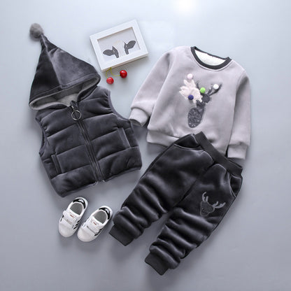 Neue Kinderkleidung Winterkleidung für Jungen und Mädchen Baby Dreiteiliges Set