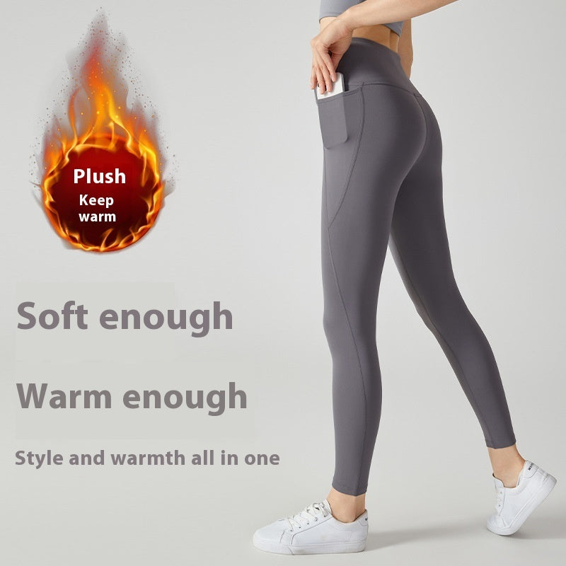 Warme Sportstrumpfhose mit hoher Taille und Bauchstraffung für Damen