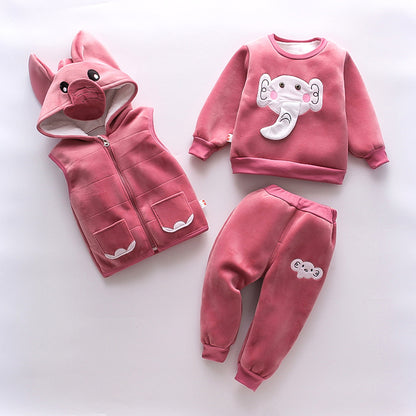 Neue Kinderkleidung Winterkleidung für Jungen und Mädchen Baby Dreiteiliges Set