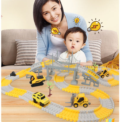 Baufahrzeug-Schienen-Set für Kinder