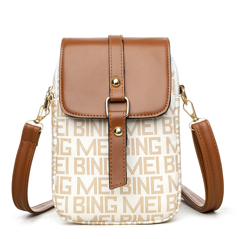 Mini-Umhängetasche aus weichem Leder mit Retro-Print